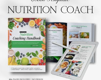 nutrition coach ebook template | nutrition manual for coaches | wellness branding | nutrition instructor canva template