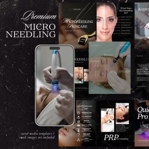 microneedling instagram templates | microneedling social media posts | skincare canva template | microneedling branding kit