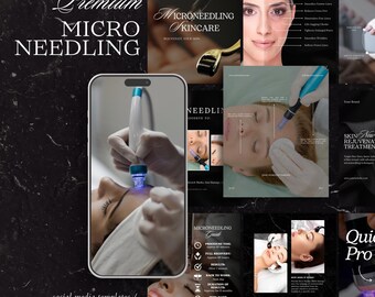 microneedling instagram templates | microneedling social media posts | skincare canva template | microneedling branding kit