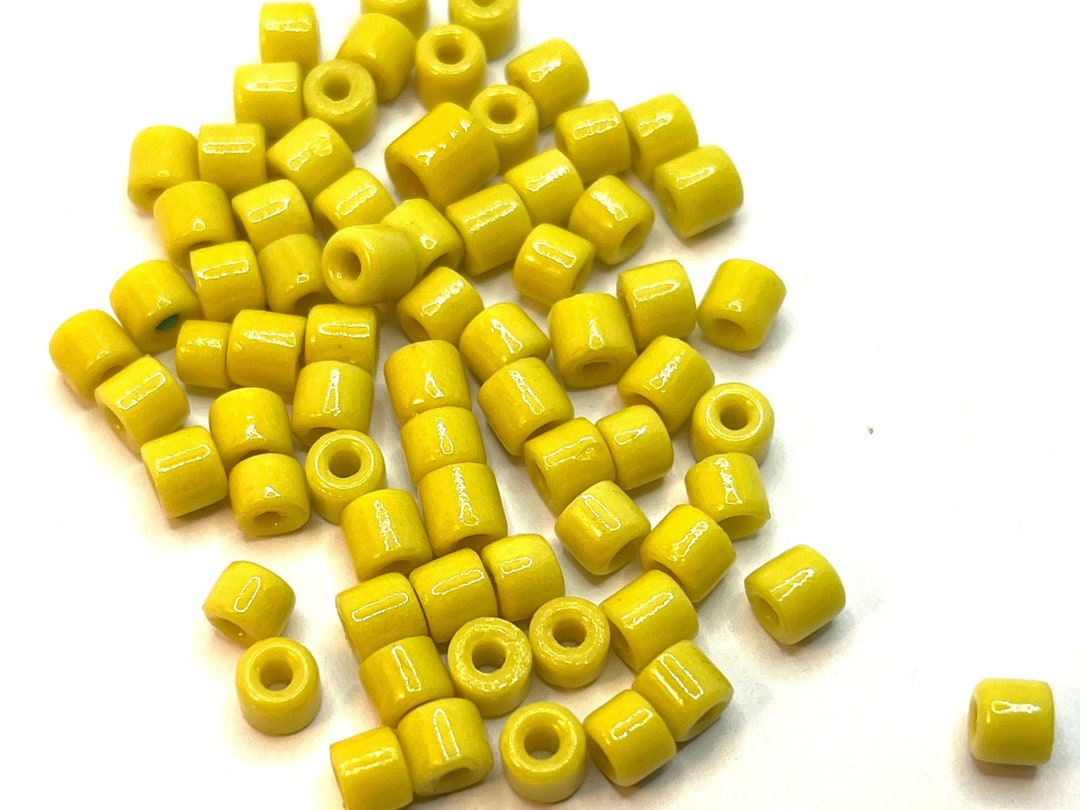 GLASS BARREL BEADS 5x4mm Beads Yellow Vintage Beads - Etsy