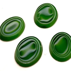 Vintage Green Oval Czech Glass Cabochon: 18x13mm Jewelry Making Supply