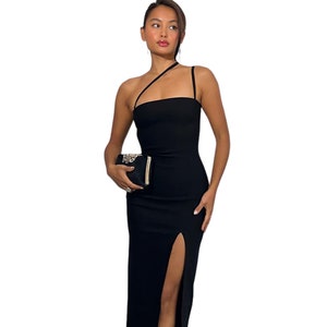 Black Cross Strap Midi Dress