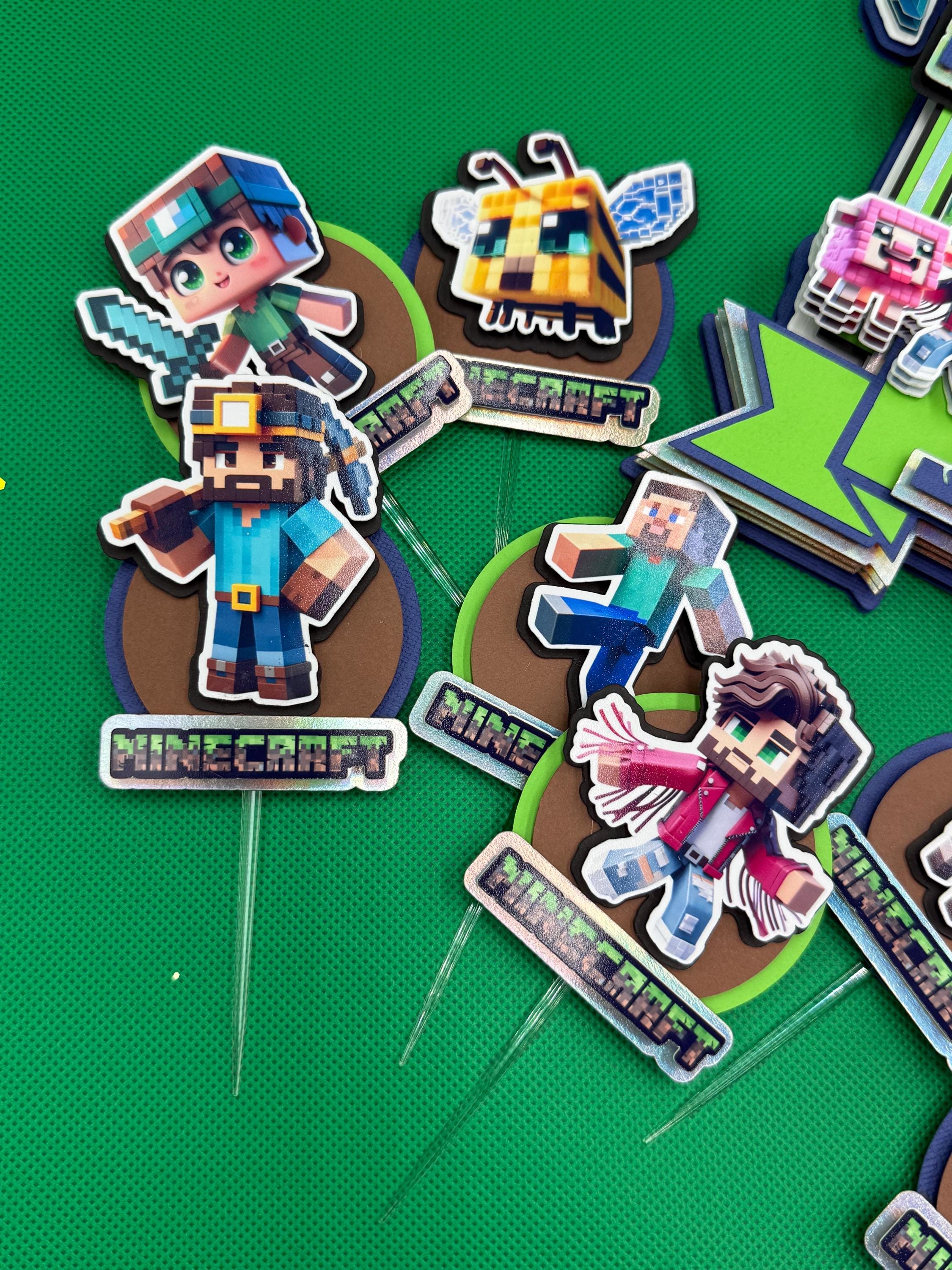 Minecraft Gamer Birthday Cupcake Toppers