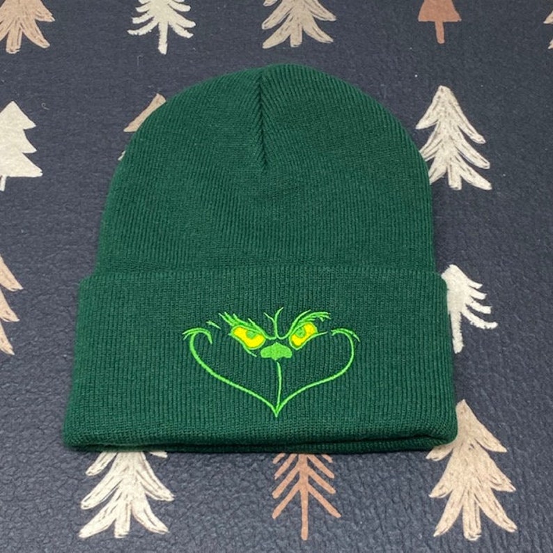 Dr. Seuss Grinch Mütze & Handschuh-Set – Grün, Bestickt, Mit Pom-Pom, Einheitsgröße Für Winter & Karneval