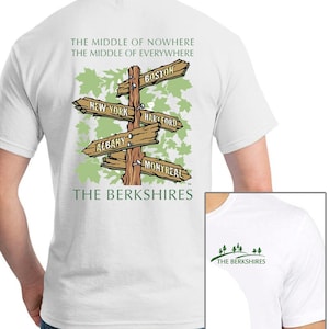 THE BERKSHIRES Massachusetts White 100% Cotton T-shirt Original Designer