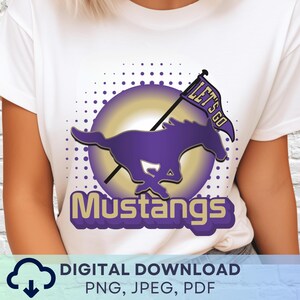 Digital Download Let&#39;s Go Mustangs Pennant PNG, Mustangs Mascot Favorite Team Graphic, School Spirit Game Day  Any Sport PNG for Teacher