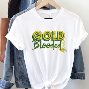 Gold Blooded Game Day Tshirt, Green and Gold School Spirit Tee, Mascot Shirt, School Colors Tshirt Any Sport, Sports Mom Shirt, Teacher Tee