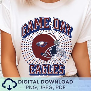 Digital Download Game Day Eagles Football PNG, Eagles Mascot JPEG, Favorite Team Graphic, School Spirit PNG, Navy and Maroon School Colors