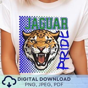 Digitaler Download Jaguar Pride PNG, Jaguar Maskottchen JPEG, Lieblings-Team Grafik, Schulgeist Spieltag PNG für Lehrer