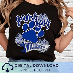 Digital Download Game Day Wildcats PNG, Wildcats Mascot JPEG, Favorite Team Graphic, School Spirit Game Day PNG for Teacher
