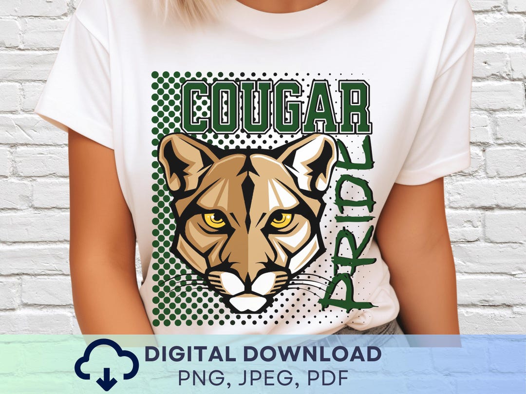 Digital Download Cougar Pride PNG, Cougars Mascot JPEG, Favorite Team ...
