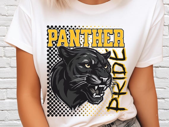Panther Pride Mascot Graphic Yellow Gold and Black: School Spirit PNG, JPEG, PDF (Digital Download)