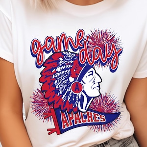 Apache Indians Game Day PNG: Grafica dello spirito scolastico (download digitale)