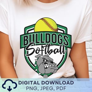 Digitaler Download Bulldogs Softball Maskottchen PNG, Bulldoggen Maskottchen JPEG, Lieblings-Team Grafik, Schulgeist Spieltag PNG für Trainer