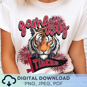 Digital Download Game Day Tigers PNG, Tigers Mascot JPEG, Favorite Team Graphic, School Spirit Game Day PNG for Teacher
