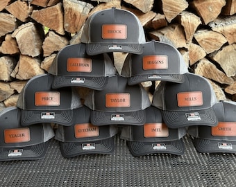 Richardson 112 Custom Leather Patch Hat | Groomsmen Hats | Groom Hat | Wedding Party Gifts | Father of the Bride Hat | Bachelor Party Hats