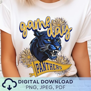 Digital Download Game Day Panthers PNG, Panthers Mascot JPEG, Favorite Team Graphic, School Spirit Game Day PNG for Teacher