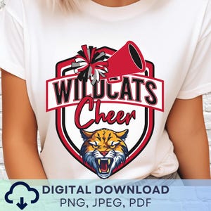 Digital Download Wildcats Cheer Squad Mascot PNG, Wildcats Mascot JPEG, Favorite Team Graphic, School Spirit Game Day PNG for Coach