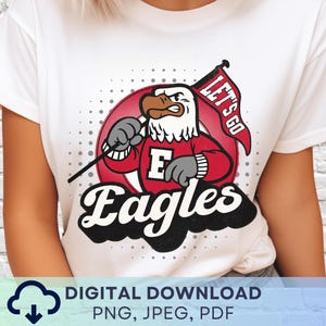 Digital Download Let&#39;s Go Eagles Pennant PNG, Vintage Eagles Mascot Favorite Team Graphic, School Spirit Game Day  Any Sport PNG for Teacher