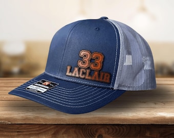 Custom Hat with Jersey Number and Name Personalized Hat for Football Player Leather Patch Hat for Sports Fan Gift Richardson 112 Hat Dad Hat