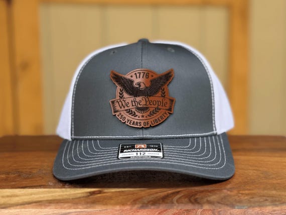 1776 Patriotic Leather Patch Richardson 112 Hat, 250 Years of Freedom, USA 250th Anniversary Hat, All American Dad Hat, Gift for Dad