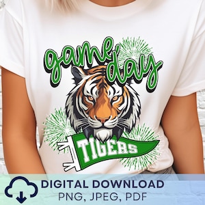Digital Download Game Day Tigers PNG, Tigers Mascot JPEG, Favorite Team Graphic, School Spirit Game Day PNG for Teacher
