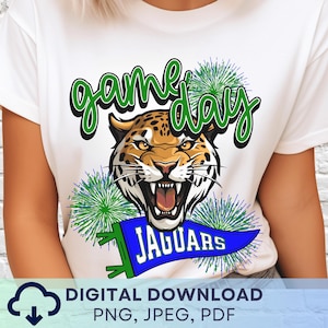 Digitaler Download Jaguars Wimpel PNG, Jaguar Maskottchen JPEG, Lieblings-Team Grafik, Schulgeist Spieltag PNG für Lehrer