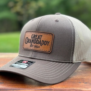 Custom Name Leather Patch Trucker Hat: Richardson 112 Style, Grandfather, Dad, Papaw