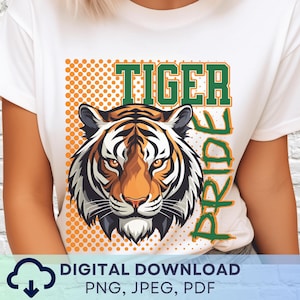 Digital Download Tiger Pride PNG, Tigers Mascot JPEG, Favorite Team Graphic, School Spirit Game Day PNG for Teacher