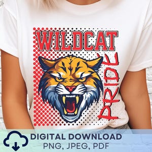 Digital Download Wildcat Pride PNG, Wildcats Mascot JPEG, Favorite Team Graphic, School Spirit Game Day PNG for Teacher