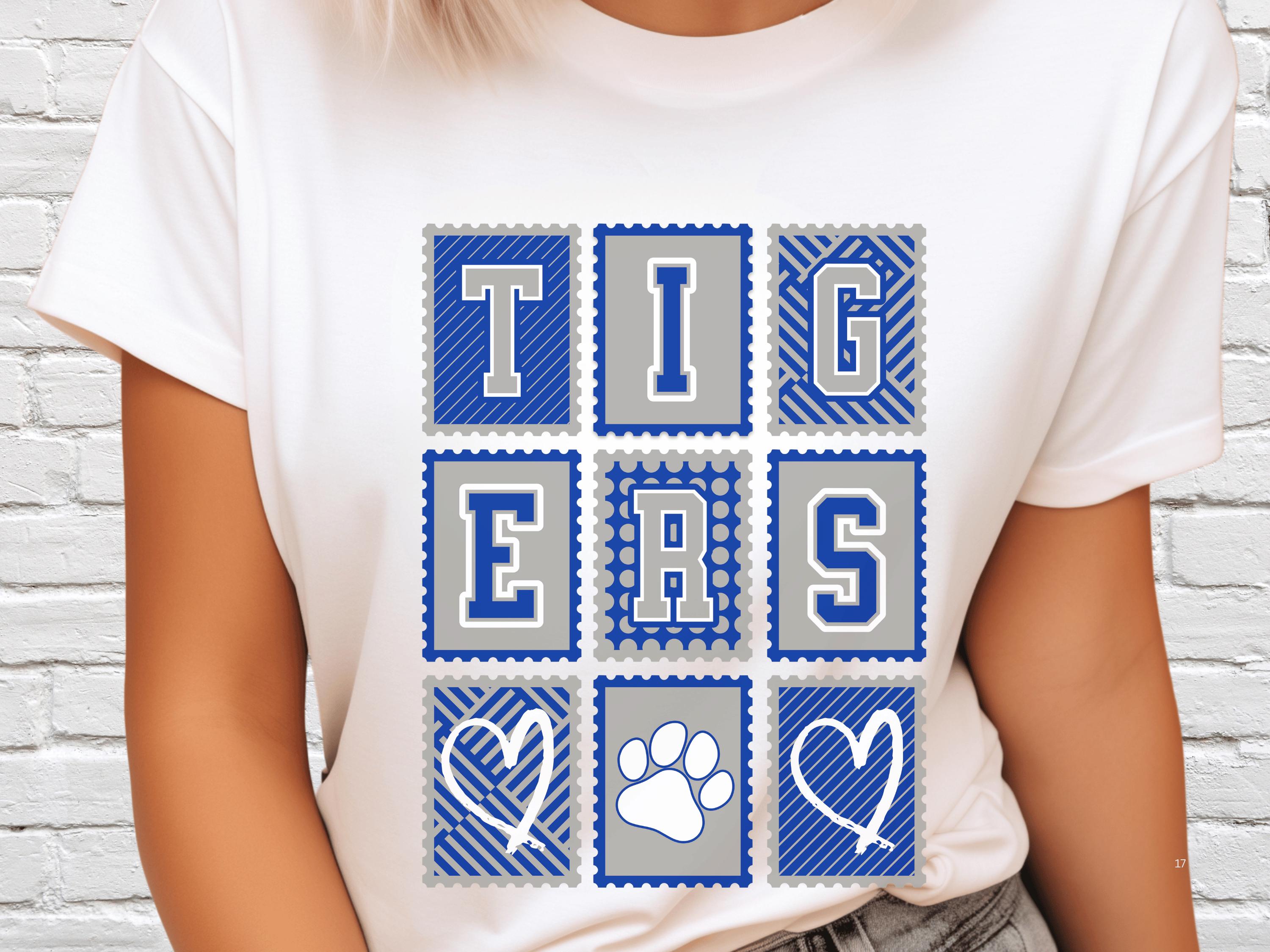Tigers School Shirt Blue and White - Etsy display picture 1