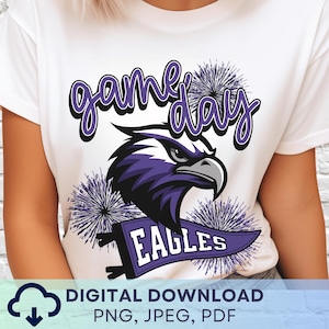 Digital Download Game Day Eagles PNG, Eagles Mascot JPEG, Favorite Team Graphic, School Spirit Game Day PNG for Teacher