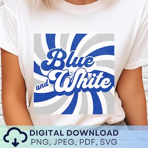 Digitale download blauwe en witte schoolgeest png, tijgermascotte jpeg, favoriete teamafbeelding, schoolgeest speldag png voor leraar