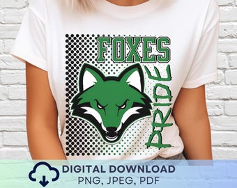 Digital Download Foxes Pride PNG, Foxes Mascot JPEG, Favorite Team Graphic, School Spirit Game Day PNG for Teacher