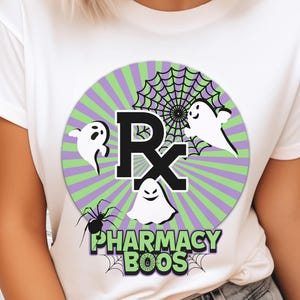 Digital Download Funny Halloween Pharmacy PNG, Girly Pharmacy PNG with Ghosts , JPEG for Pharmacist and Pharmacy Technicians