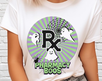 Digital Download Funny Halloween Pharmacy PNG, Girly Pharmacy PNG with Ghosts , JPEG for Pharmacist and Pharmacy Technicians