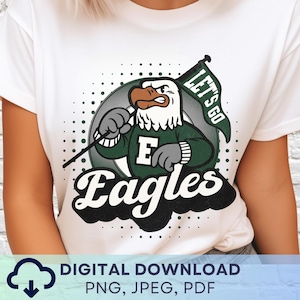 Digital Download Let&#39;s Go Eagles Pennant PNG, Vintage Eagles Mascot Favorite Team Graphic, School Spirit Game Day  Any Sport PNG for Teacher