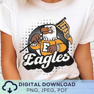 Digital Download Let&#39;s Go Eagles Pennant PNG, Vintage Eagles Mascot Favorite Team Graphic, School Spirit Game Day  Any Sport PNG for Teacher