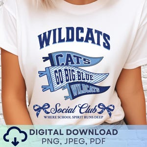 Digital Download Wildcats Social Club PNG, Wildcats Pennant Mascot JPEG, Favorite Team Graphic, School Spirit Game Day PNG for Teacher