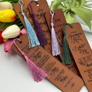 Personalized Genuine Leather Bookmark Engraved with Scripture and Custom Name, Christian Gift for Baptism Gift for Mother&#39;s Day, Bible Verse