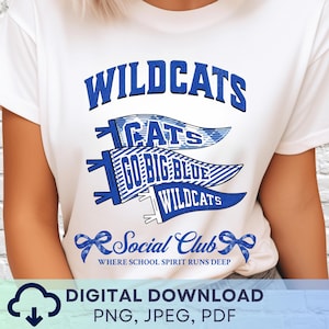Digital Download Wildcats Social Club PNG, Wildcats Pennant Mascot JPEG, Favorite Team Graphic, School Spirit Game Day PNG for Teacher