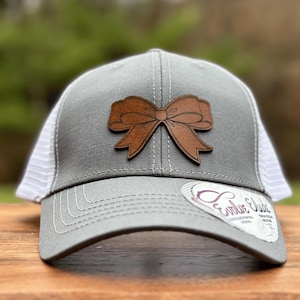 Preppy Bow Hat for Women Gift for Bridesmaid, Mama Custom Leather Bow Hat for Mothers Day Gift for Mom Trucker Hat Beach Hat for Teenagers
