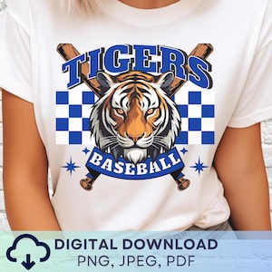 Digital Download Tigers Baseball PNG, Tigers Mascot JPEG, Favorite Team Graphic, School Spirit Game Day PNG for Teacher