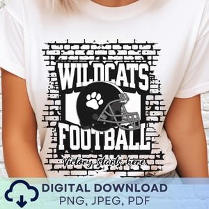 Digital Download Wildcats Football PNG, Wildcats Mascot JPEG, Favorite Team Graphic, School Spirit Game Day PNG, Football Game Day