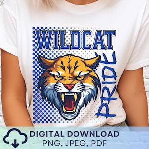 Digital Download Wildcat Pride PNG, Wildcats Mascot JPEG, Favorite Team Graphic, School Spirit Game Day PNG for Teacher