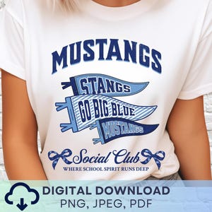 Digital Download Mustangs Social Club PNG, Mustangs Pennant Mascot JPEG, Favorite Team Graphic, School Spirit Game Day PNG for Teacher