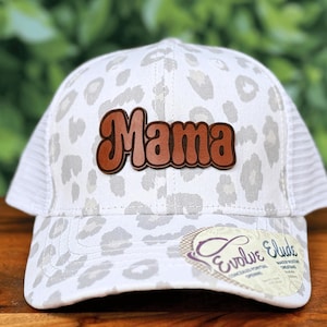 Custom Leather Patch Trucker Hat for Mom: Personalized Women's Ponytail Cap