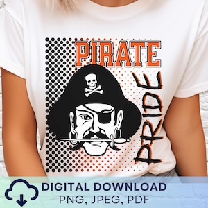 Digital Download Pirate Pride PNG, Pirates Mascot JPEG, Favorite Team Graphic, School Spirit Game Day PNG for Teacher