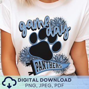Digital Download Game Day Panthers PNG, Panthers Mascot JPEG, Favorite Team Graphic, School Spirit Game Day PNG for Teacher