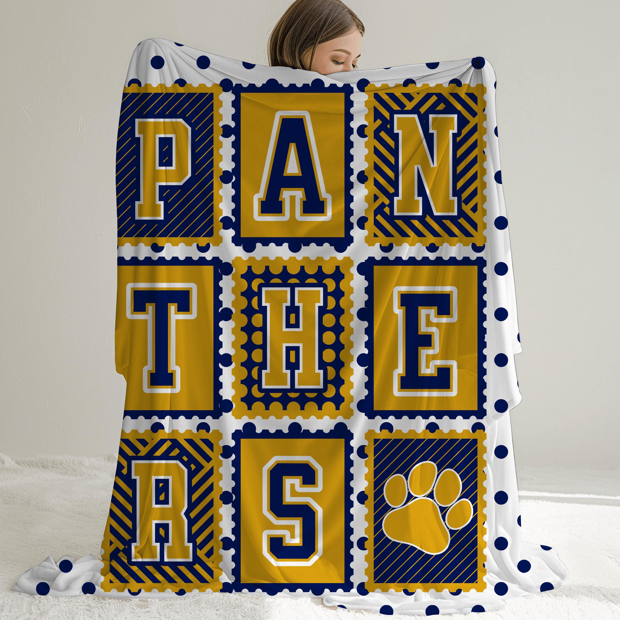Discover Panthers Stamp Mascot Velveteen Fleece Blanket for Game Day, Stadium Blanket for Sports Moms, Sports Throw